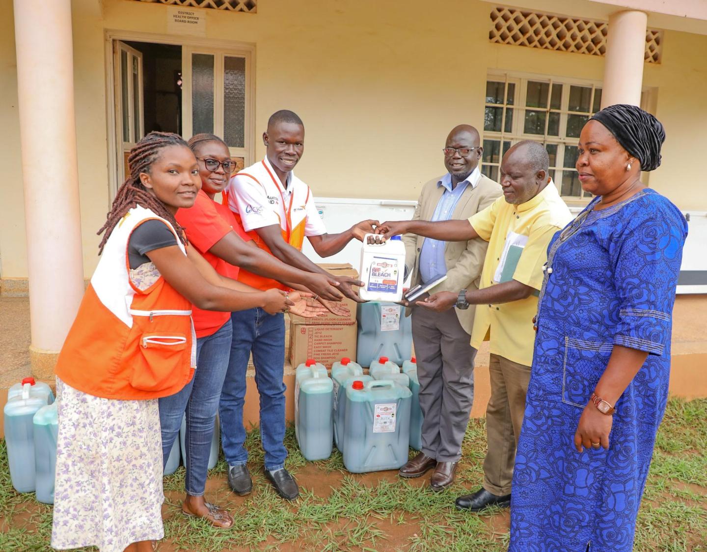 World Vision teams delivering Ebola Infection prevention and control supplies to Koboko District local government.