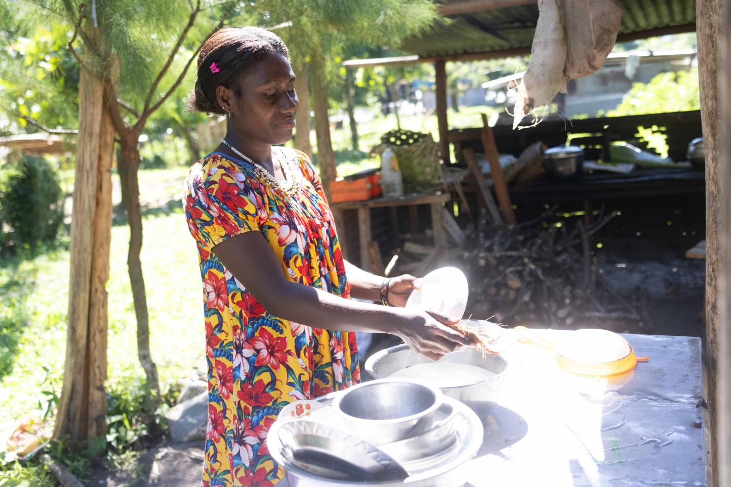 Jeaneta doing her normal house duties