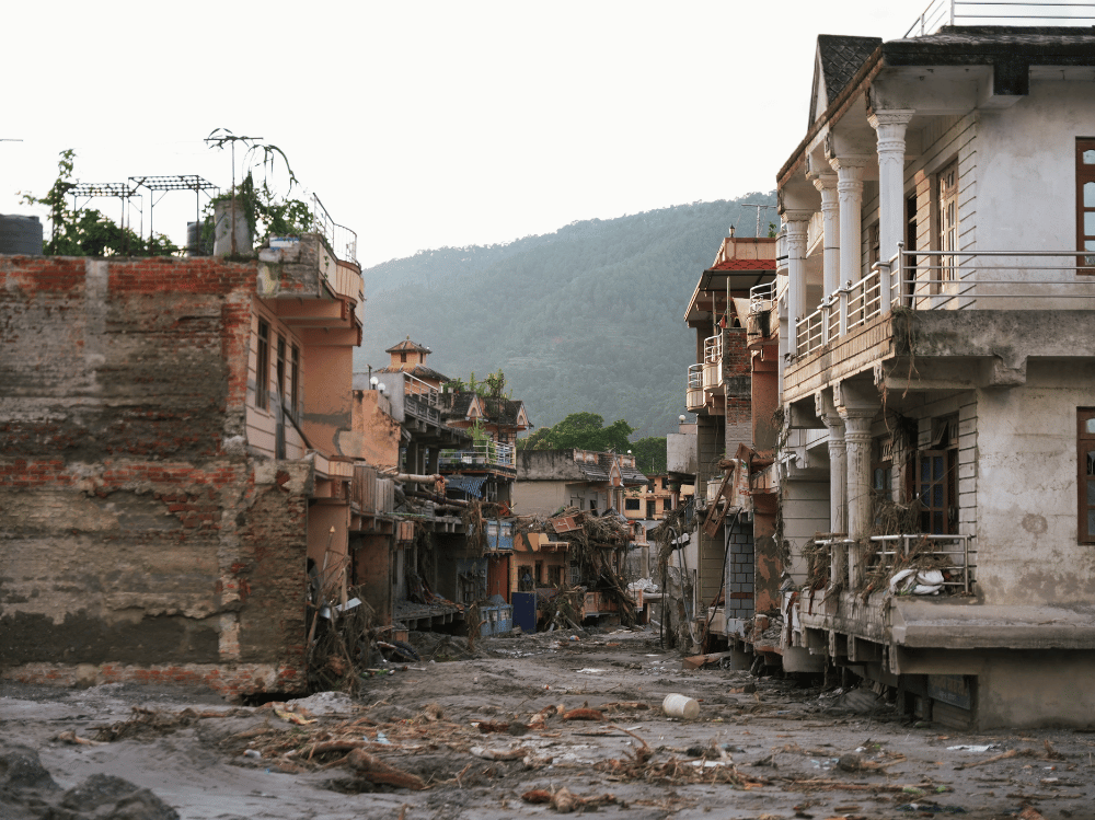 Flash flood affected community