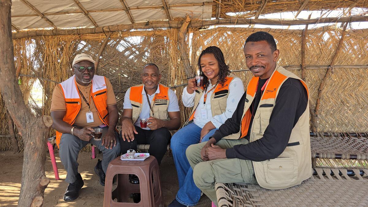 Sudan&nbsp;Team World Vision Sudan travelling to While Nile. Having a tea break along the road.