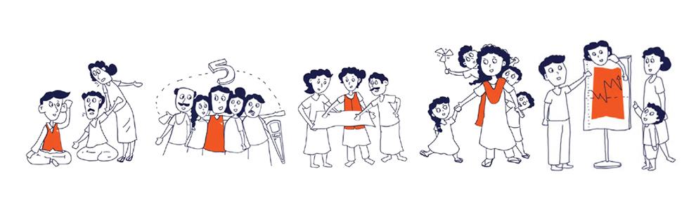 Illustration children and adults