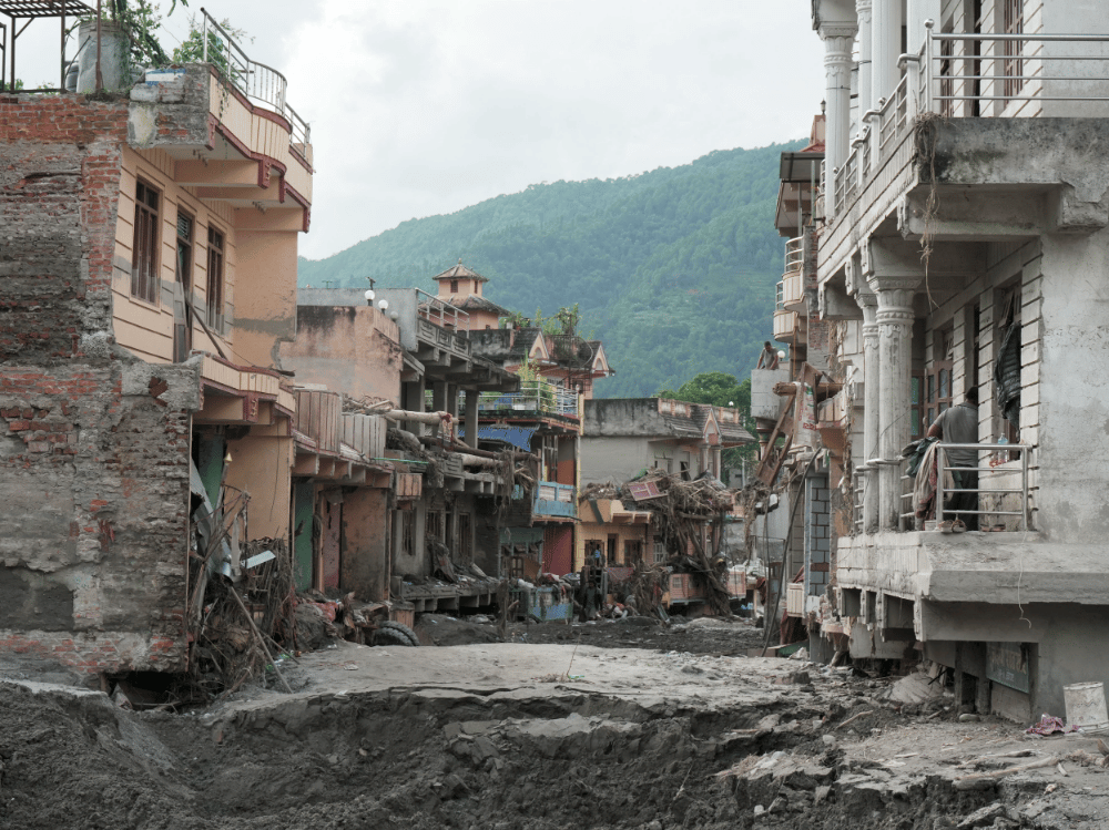 Flash flood affected community