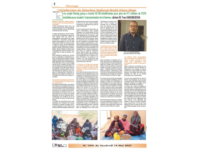 Interview du Directeur National World Vision Niger - Sahel Dimanche - 14 Mai 2021