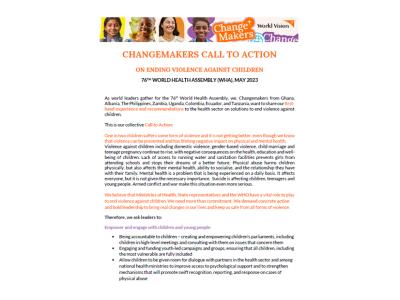 Changemaker Call to Action for World Health Assembly