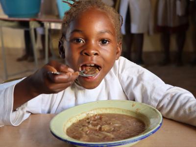 Child eating school meals 