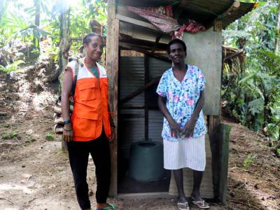 Project Officer Joycelyn Sapea and local health worker, Dinah Sipisong who have worked closely together since World Vision's implementation in Hanong in 2024.