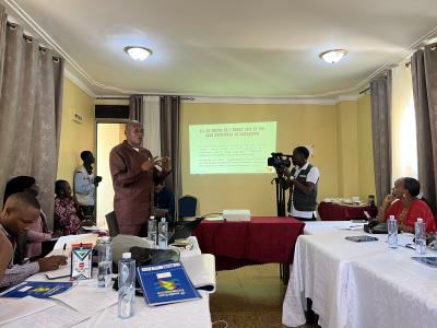 David Ngoy, Advocacy and Humanitarian Advisor, presents the results of a year of advocacy in 2024, on 16 June 2025, in Goma – DRC.