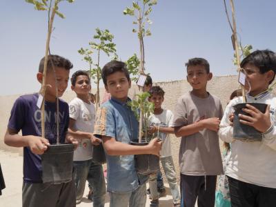 Children planting trees