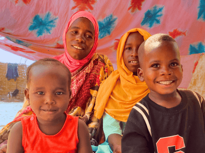 Taysire and her family in Farchana camp.