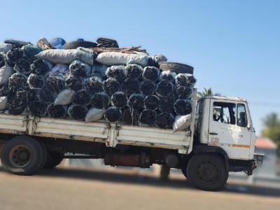 Truck carrying Charcoal