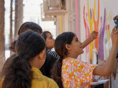 Children bring their imagination to life as they co-paint the walls of the LIFT center, transforming the space into a canvas of belonging and hope.— Samer Asaid, World Vision Syria Response Partner