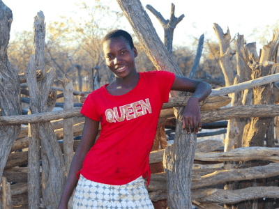 Engel standing besides the goats' kraal 