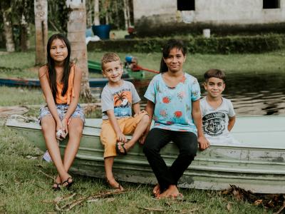 Children in one of the Hospital Boat supported communities in the Amazon