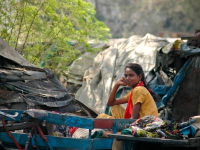 Chennai - Pavement Houses Near Cooum River, India