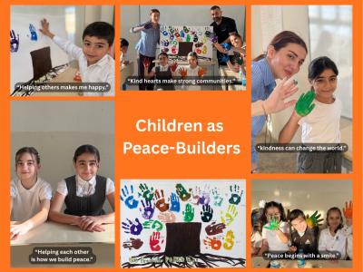 Children in Erbil creating "tree of life"