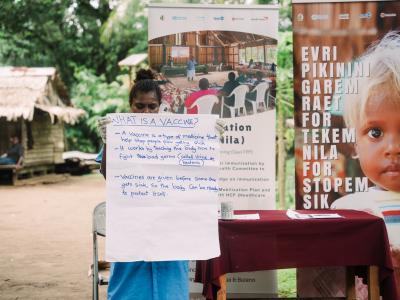 Kokana community VHC member doing awareness to the community