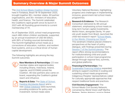 Outcomes Report: 2nd School Meals Coalition Global Summit