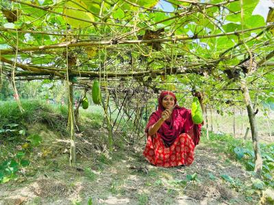 Programme Participant at her own vegetable garden
