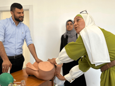 A midwife during her training in the West Bank