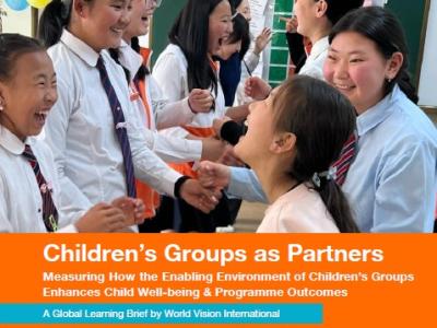 A group of students interacting with each other with the title of the document in the middle