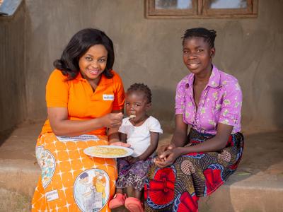 WVI staff feeding Dorica
