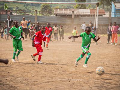 Children playing football