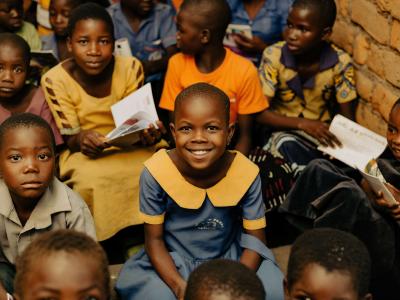 Magwedeza reading camp,kids learning using a projector