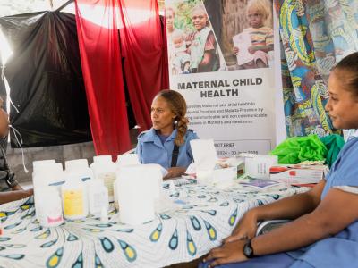 Healthcare workers at outreach clinic