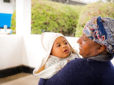 Meseret and her baby at the Dembeli health Centre