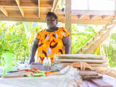 Amalanie displays a range of products sourced from local women producers, whose livelihoods have been strengthened through improved access to markets and business opportunities