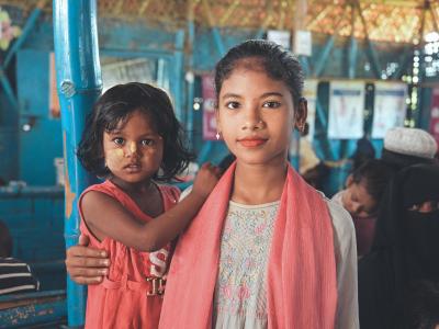 Girls in the Rohingya camp