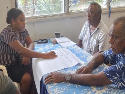 Residents of Gwaimaoa Community take part in disaster preparedness training to build resilience against future disasters.