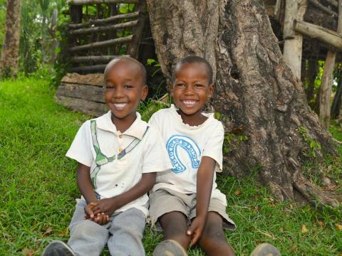 Lily’s children, 4-year-old Mzoline and 5-year-old Felix at their home in Bandaptai