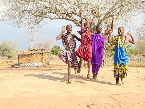 Children jumping happily