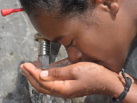 Girl drinking clean water
