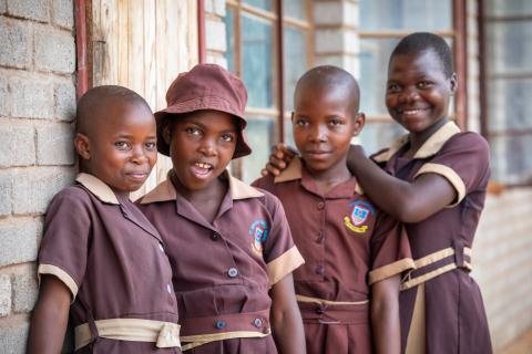 Jesca (far left) and her friends at school  