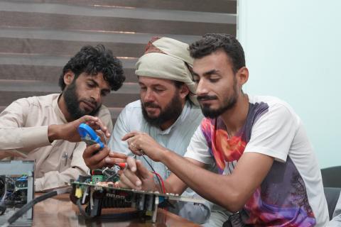 Ammar with other participants during the training sessions