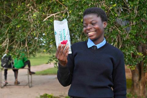 Esther looking at her pad