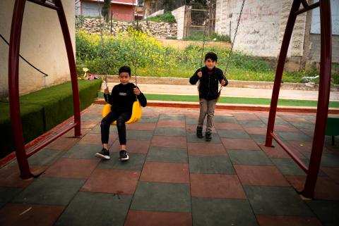 new swings in the playground