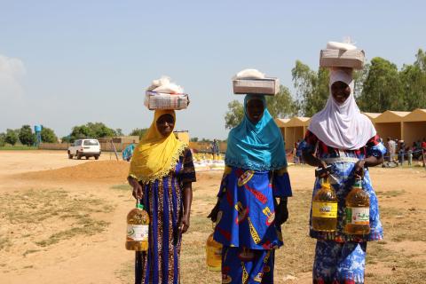 women's very Happy to receive Food