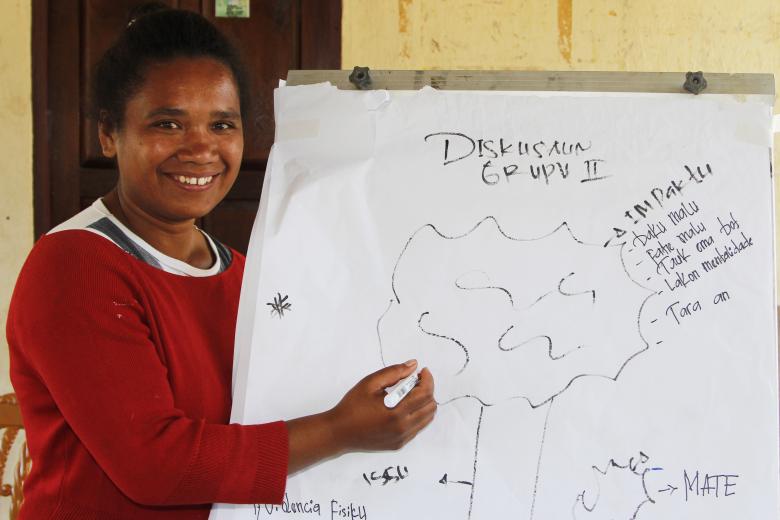 Zenilda trained high school students on gender and child protection. Photo: Jaime dos Reis/World Vision