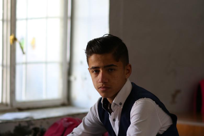 Determined Ahmed in one of the oldest schools in Mosul that was built in 1848 where catch up classes took place in the summer.: Shayan Nuradeen, © World Vision 2020.