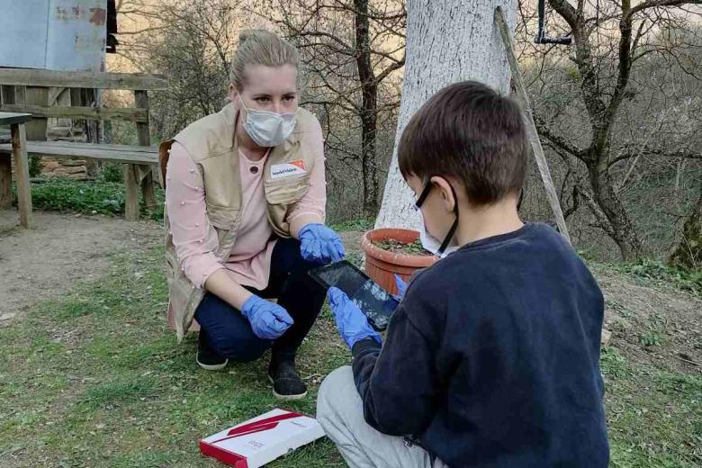 Edisa Ahmetspahic, WV BiH Community Facilitator during distribution