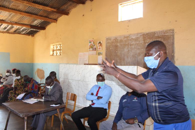 Allan Kanyemba explaining the role and process in selecting Isolation Centres