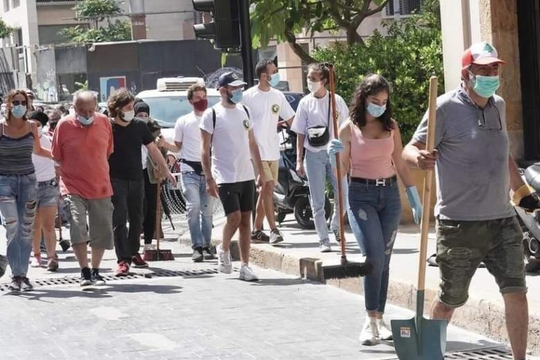 Residents of Beirut clean up after the tragic explosion of Aug. 4, 2020
