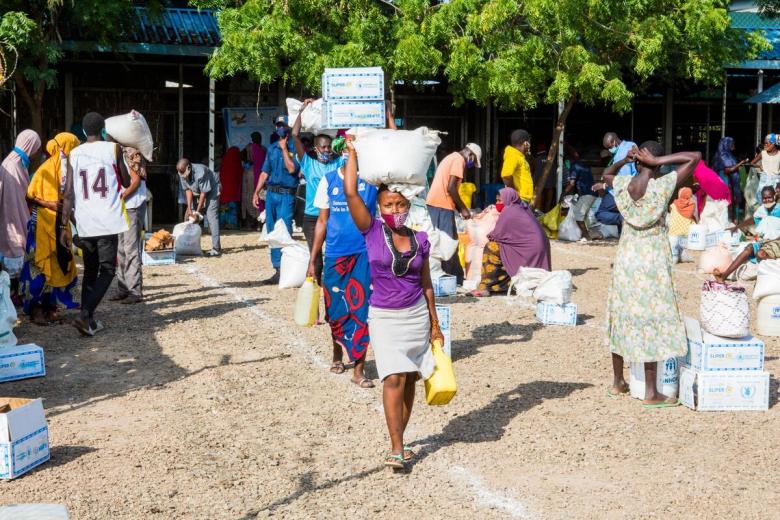 COVID-secure food distribution in refugee camp