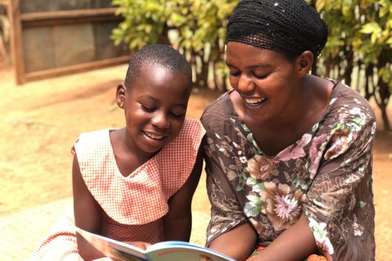 Jolly loves to read to her mom Betty