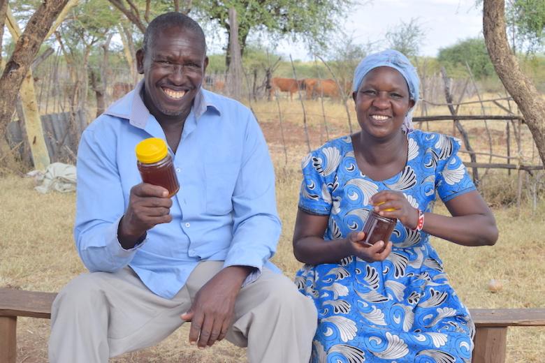 Featured photo at the top: Titus (left) and his wife Damaris with honey harvested from their beehives in Mogotio, Baringo County, Kenya.Titus (left) and his wife Damaris with honey harvested from their beehives in Mogotio, Baringo County, Kenya.