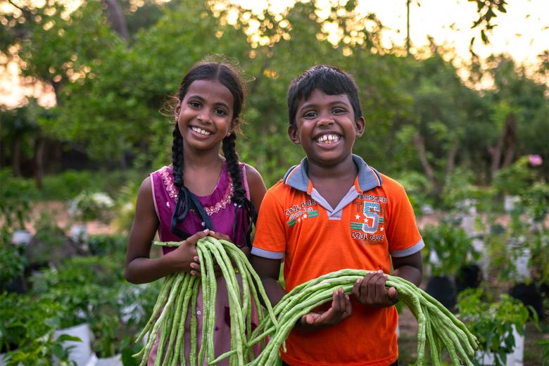 Taking care of the home garden is a family affair