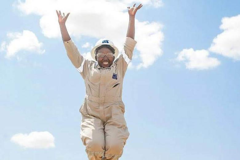 Pauline Lokidor at the Tullow oil production wells.